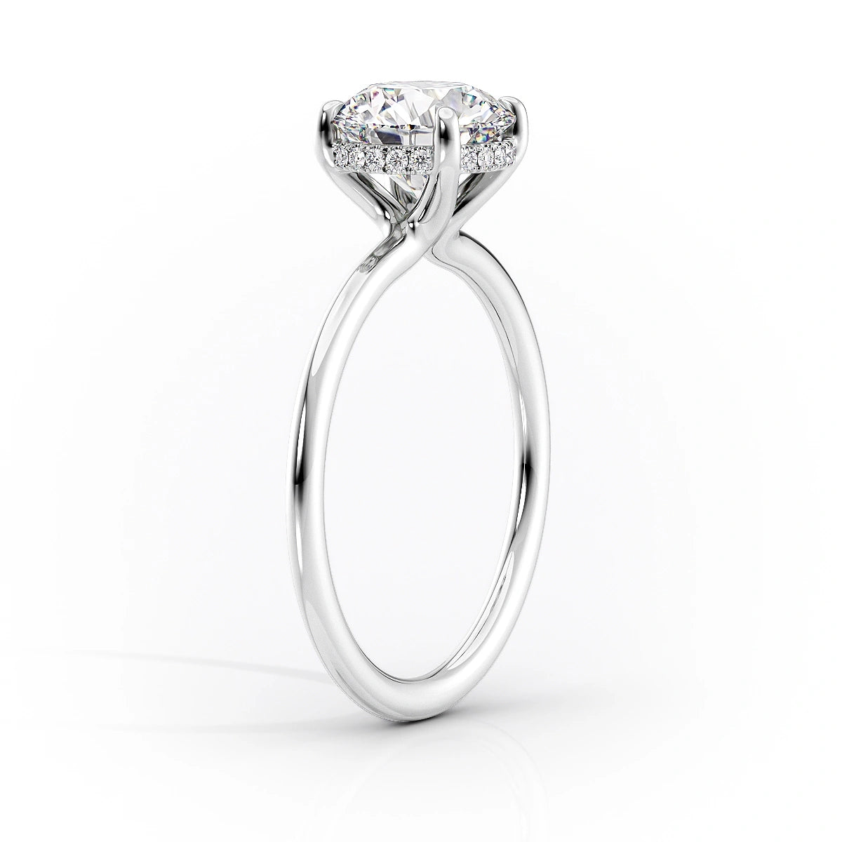 2.50 CT Round Moissanite Hidden Halo Engagement Ring