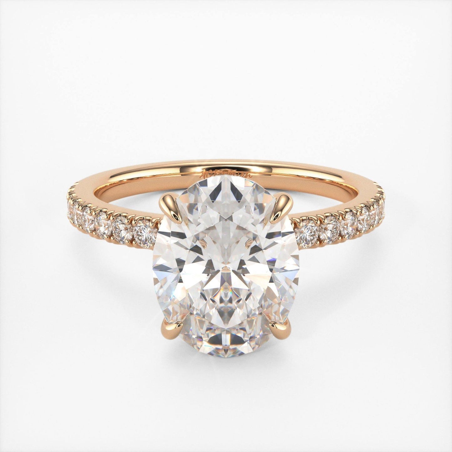 2.0CT Oval Diamond Hidden Halo Moissanite Engagement Ring
