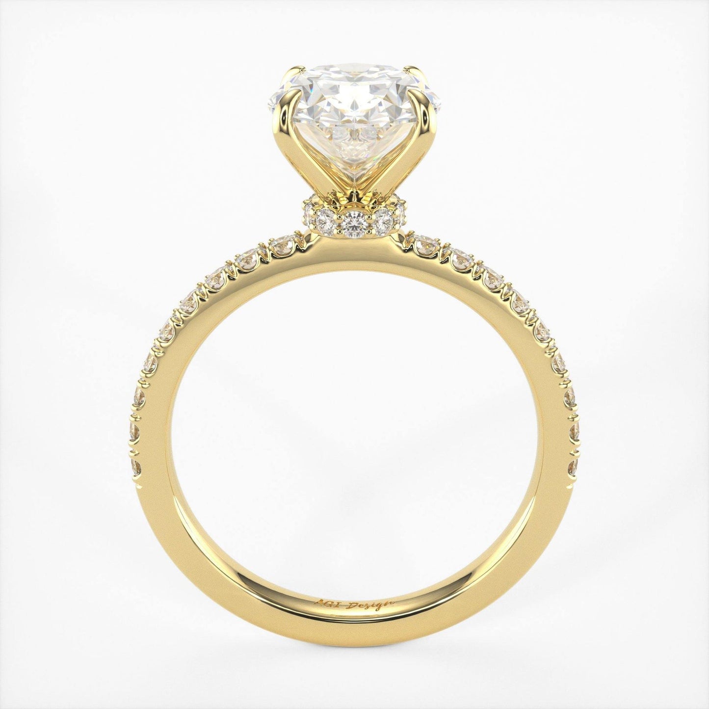 2.0CT Oval Diamond Hidden Halo Moissanite Engagement Ring