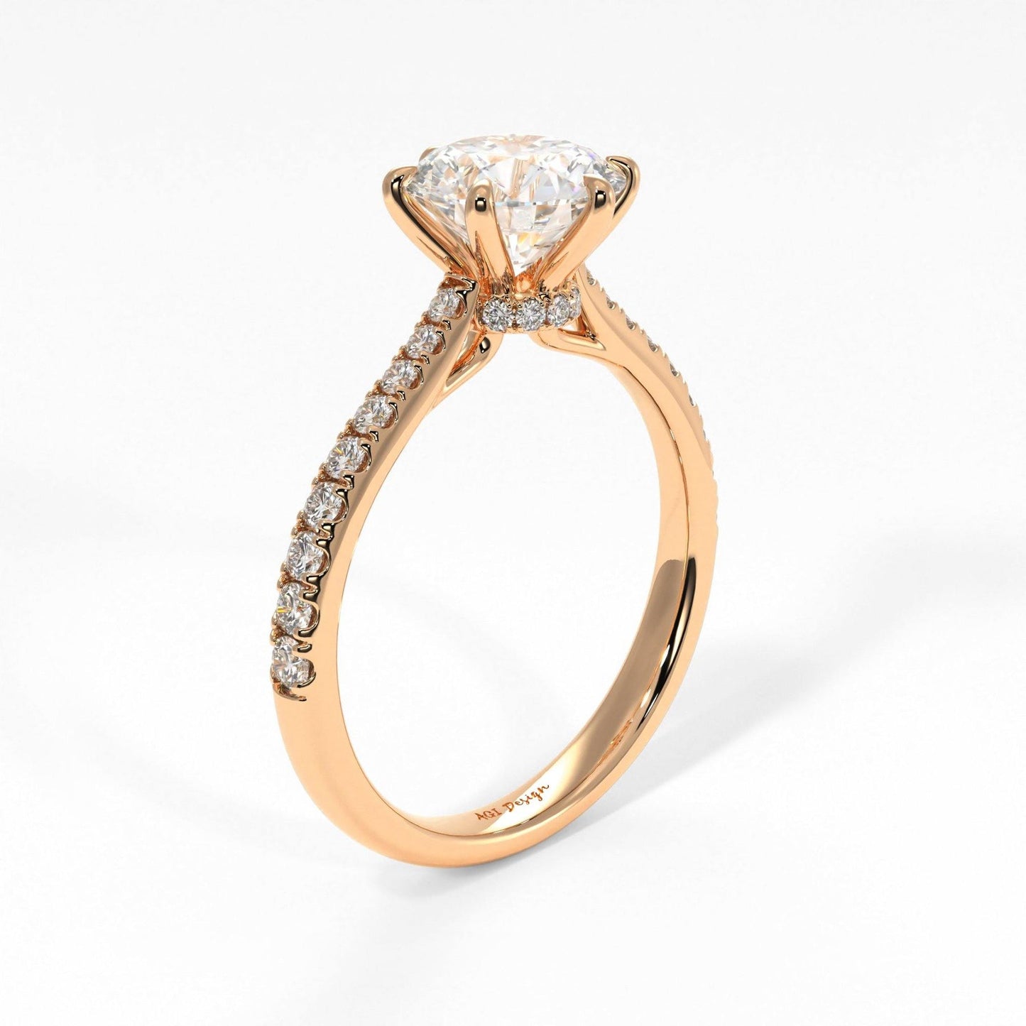 1.50ct Round Brilliant Diamond Hidden Halo Moissanite Engagement Ring