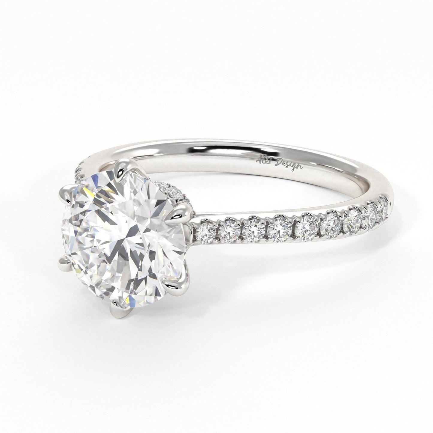 1.50ct Round Brilliant Diamond Hidden Halo Moissanite Engagement Ring