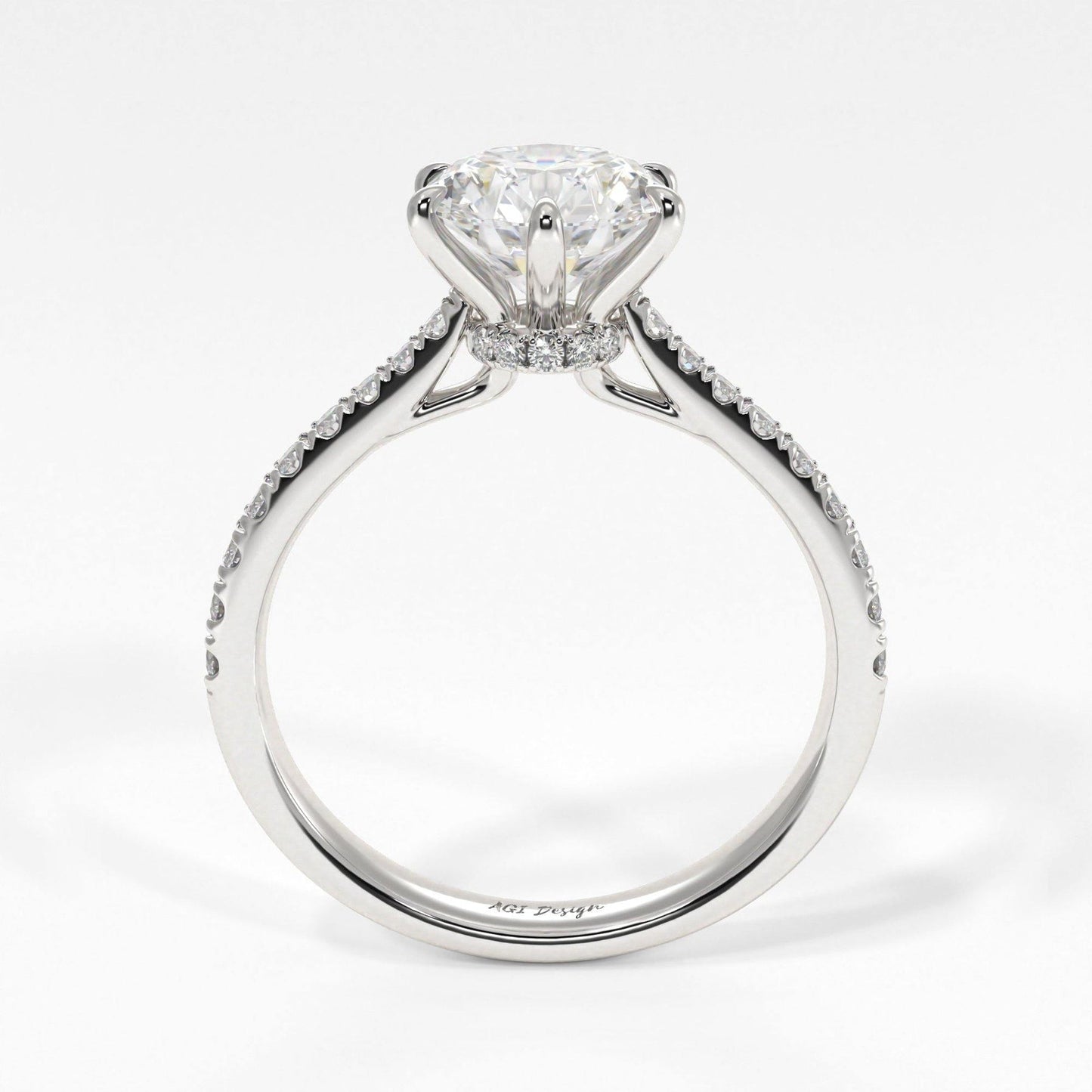 1.50ct Round Brilliant Diamond Hidden Halo Moissanite Engagement Ring