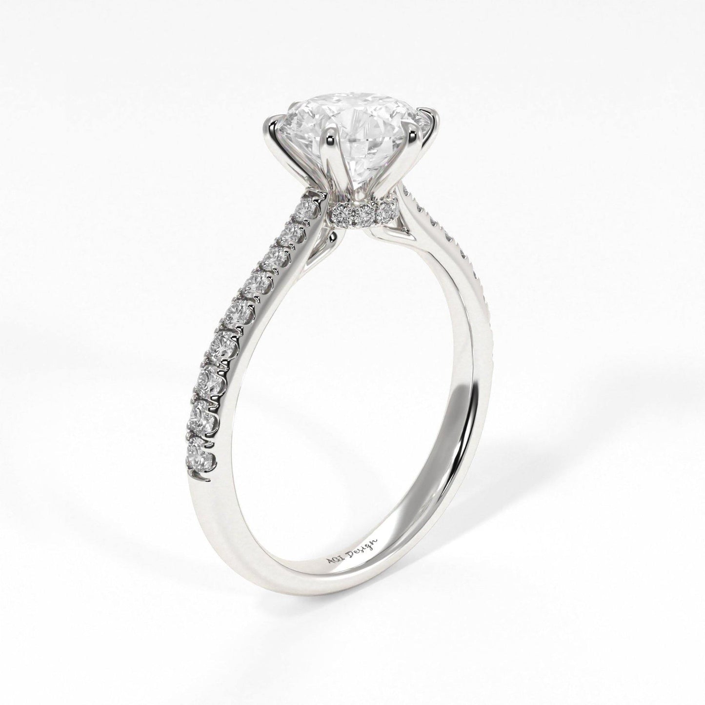 1.50ct Round Brilliant Diamond Hidden Halo Moissanite Engagement Ring