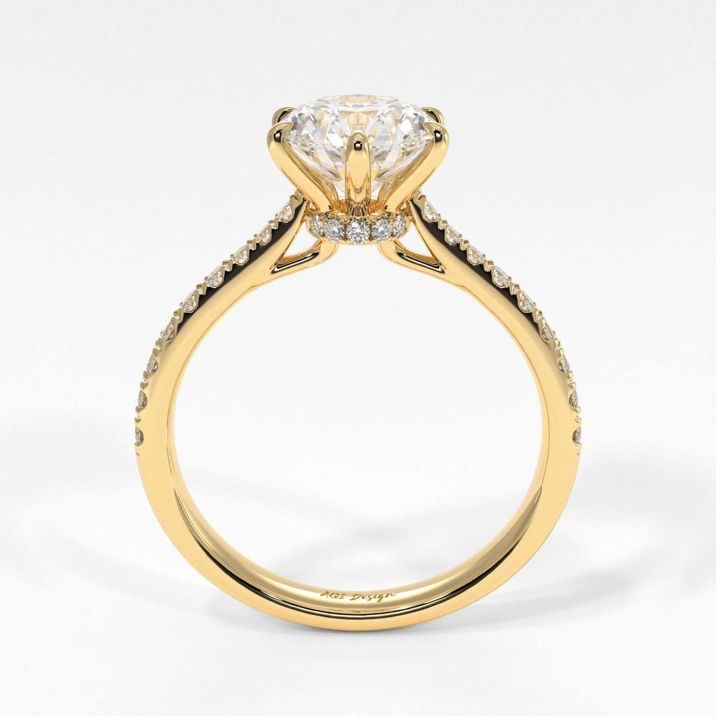 1.50ct Round Brilliant Diamond Hidden Halo Moissanite Engagement Ring