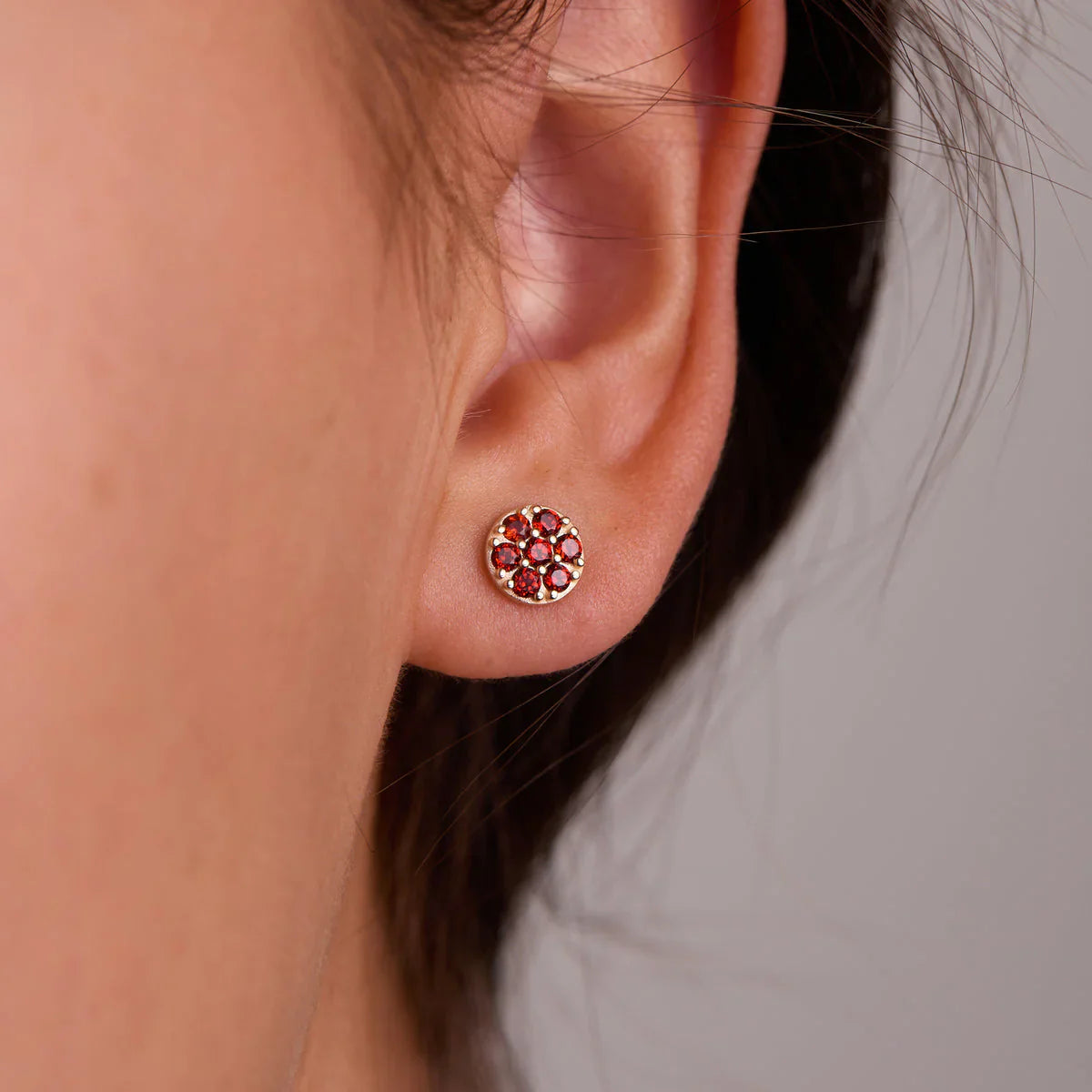 1.75TCW Round Cut Garnet Stud Moissanite January Birthstone Earrings