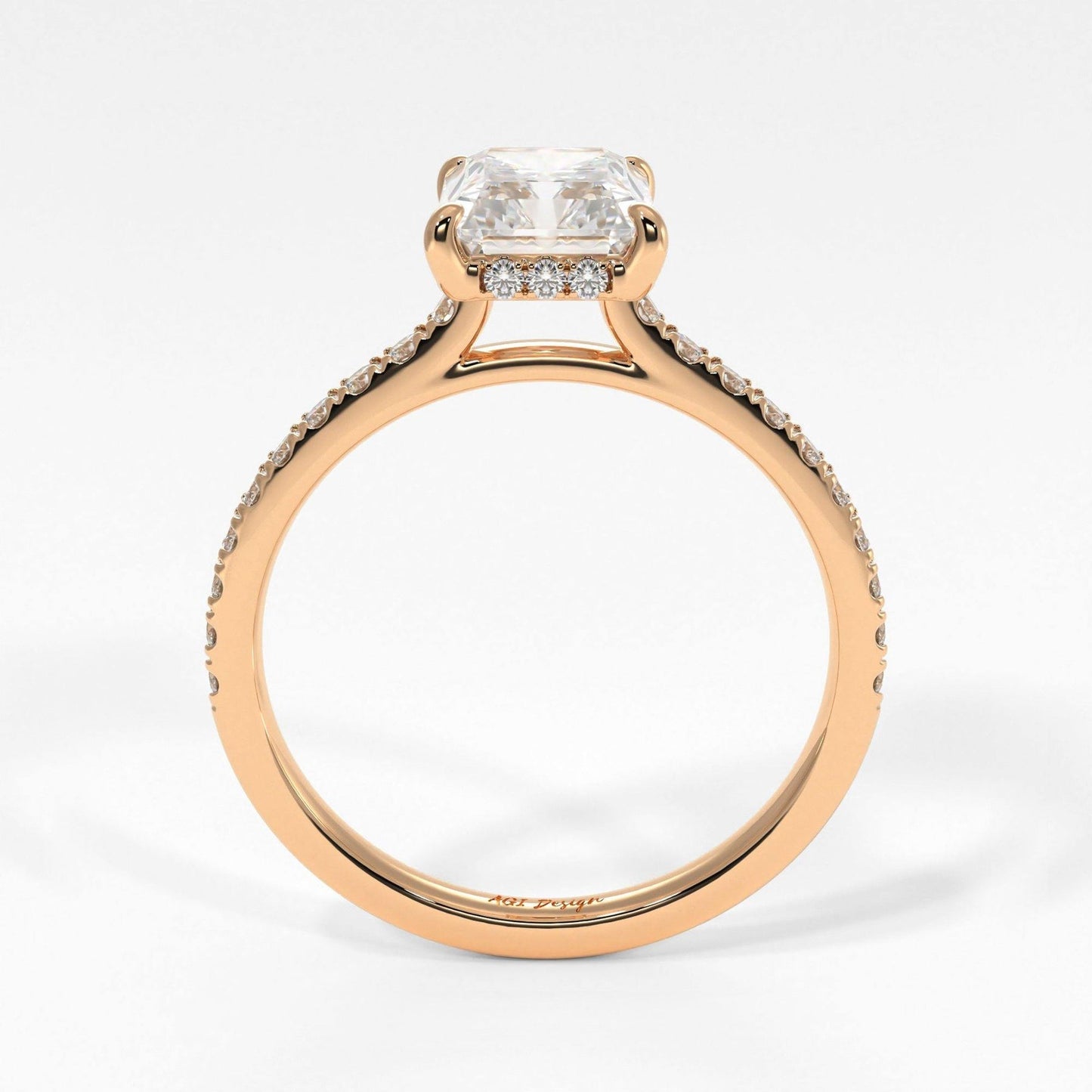 2.70ct Radiant Diamond Hidden Halo Moissanite Engagement Ring