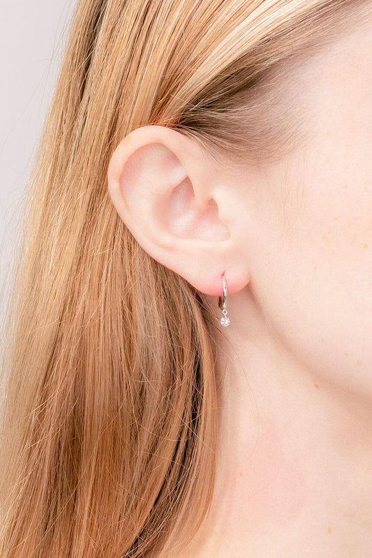 0.34 TCW Round Drop Moissanite Huggies  Earrings