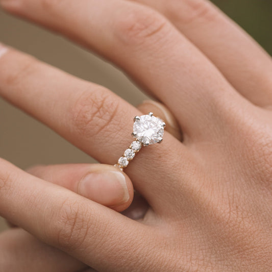 1.90CT Round Cut Six Prong Moissanite Engagement Ring in 14K Rose Gold