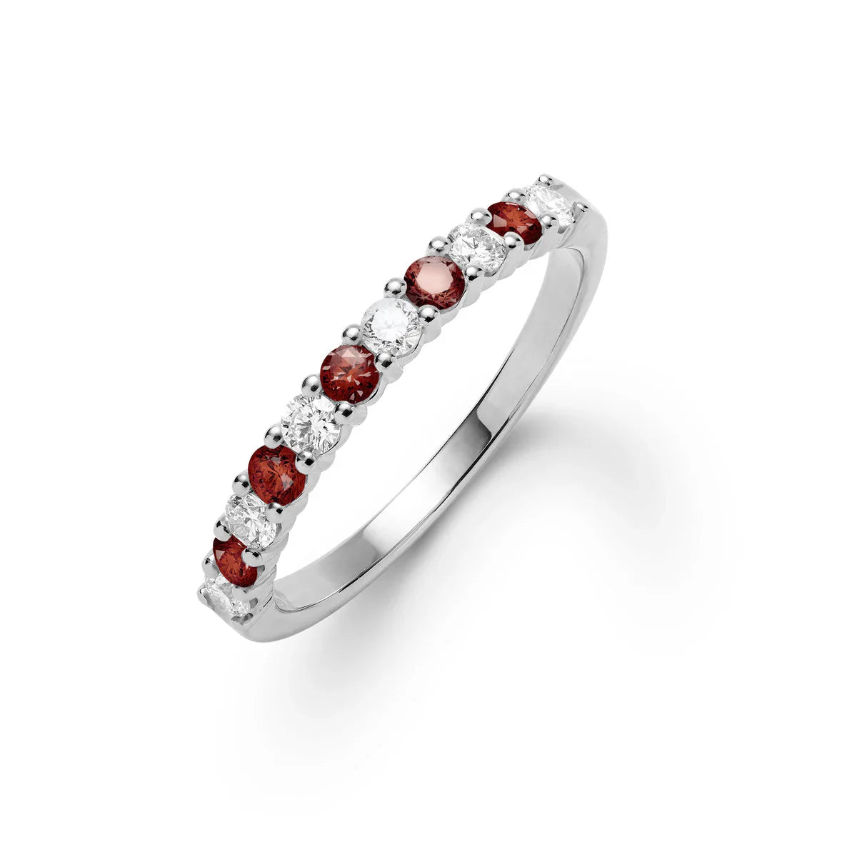 1.30TCW Round Garnet Moissanite January Birthstone Wedding Band