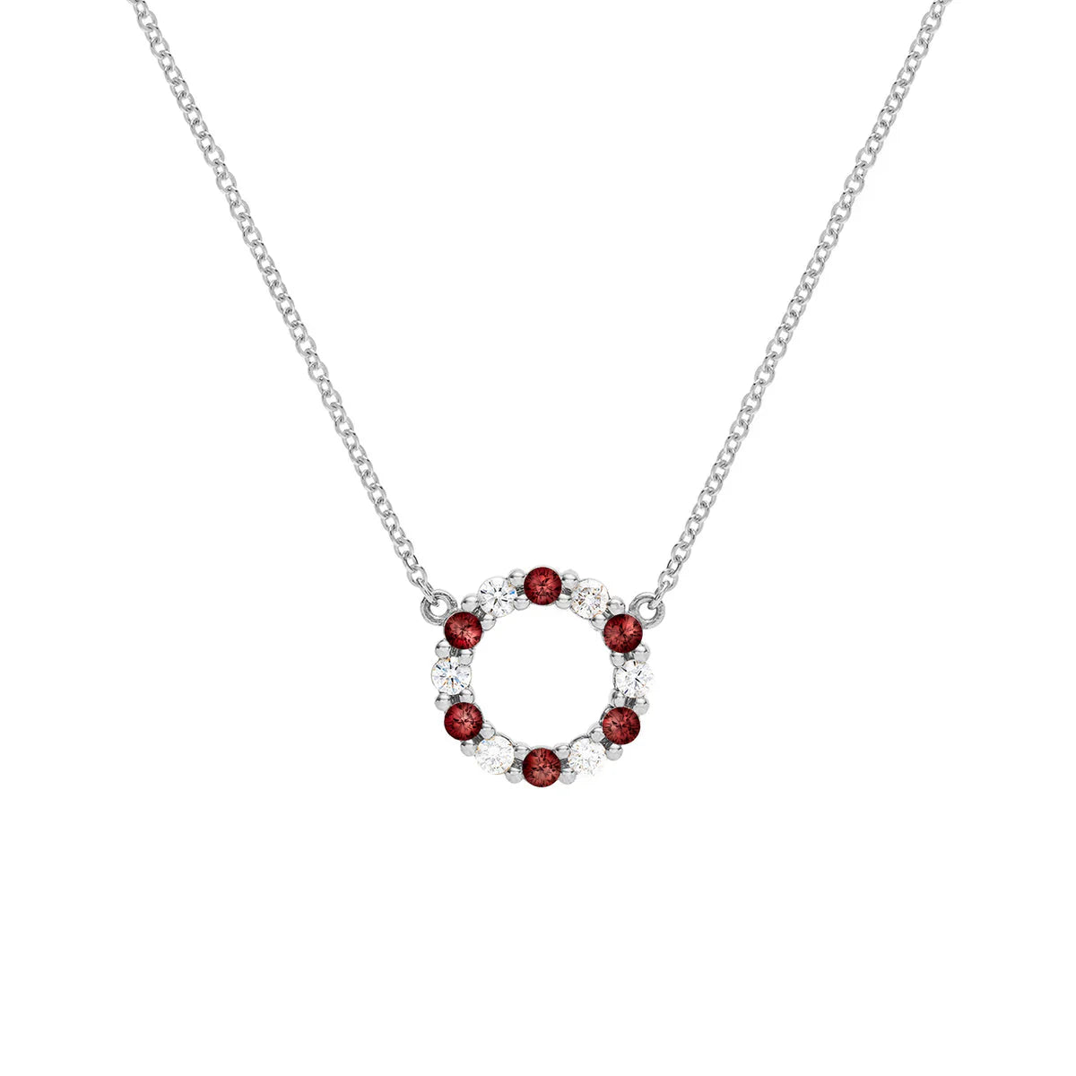 1.50 TCW Round Cut Open Circle Moissanite Necklace-January Birthstone