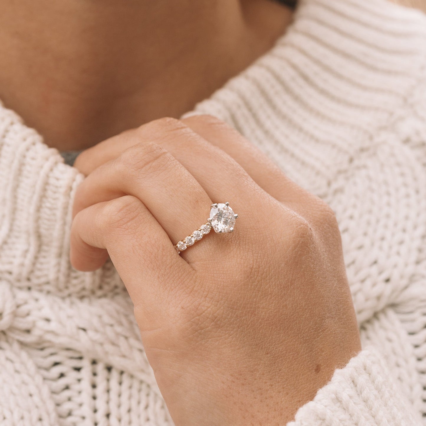 1.90CT Round Cut Six Prong Moissanite Engagement Ring in 14K Rose Gold