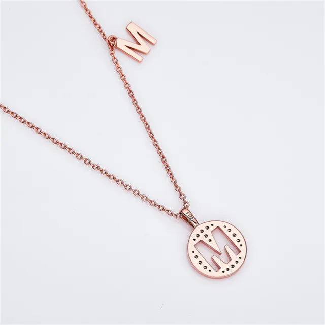 \ M \" Letter Moissanite Diamond Necklace for Women"