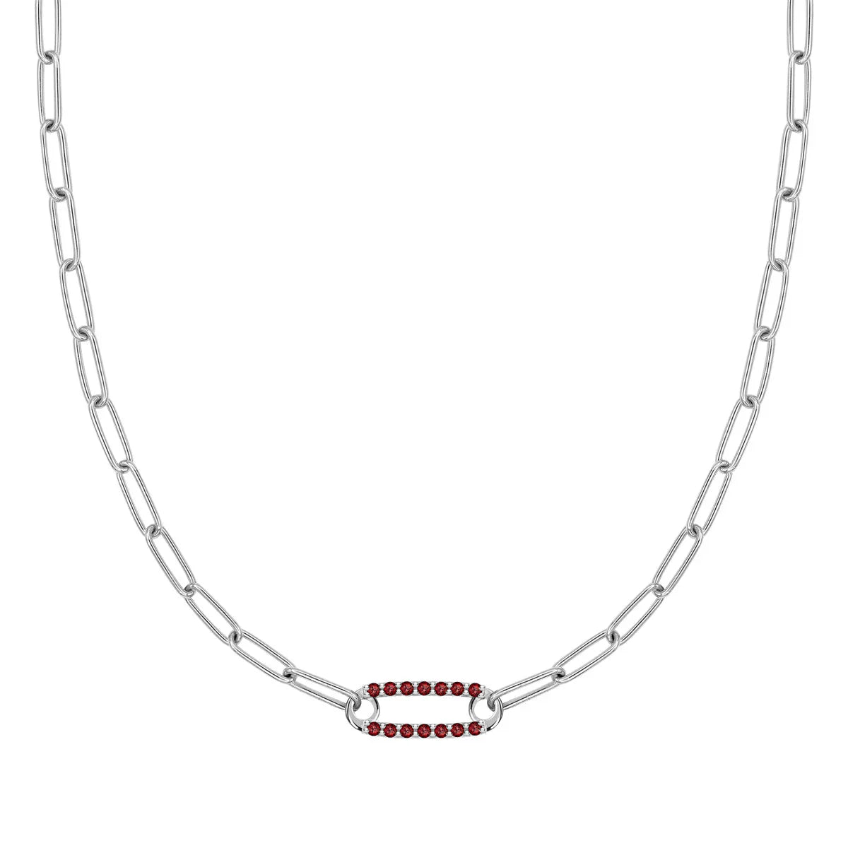 2.50 TCW Round Cut Safety Pin Moissanite Necklace-January Birthstone