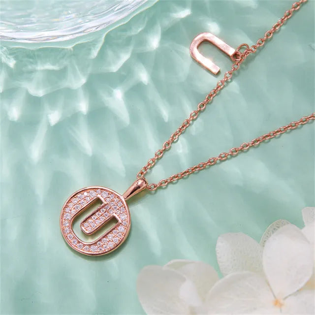 \ U \" Letter Moissanite Diamond Necklace for Women"