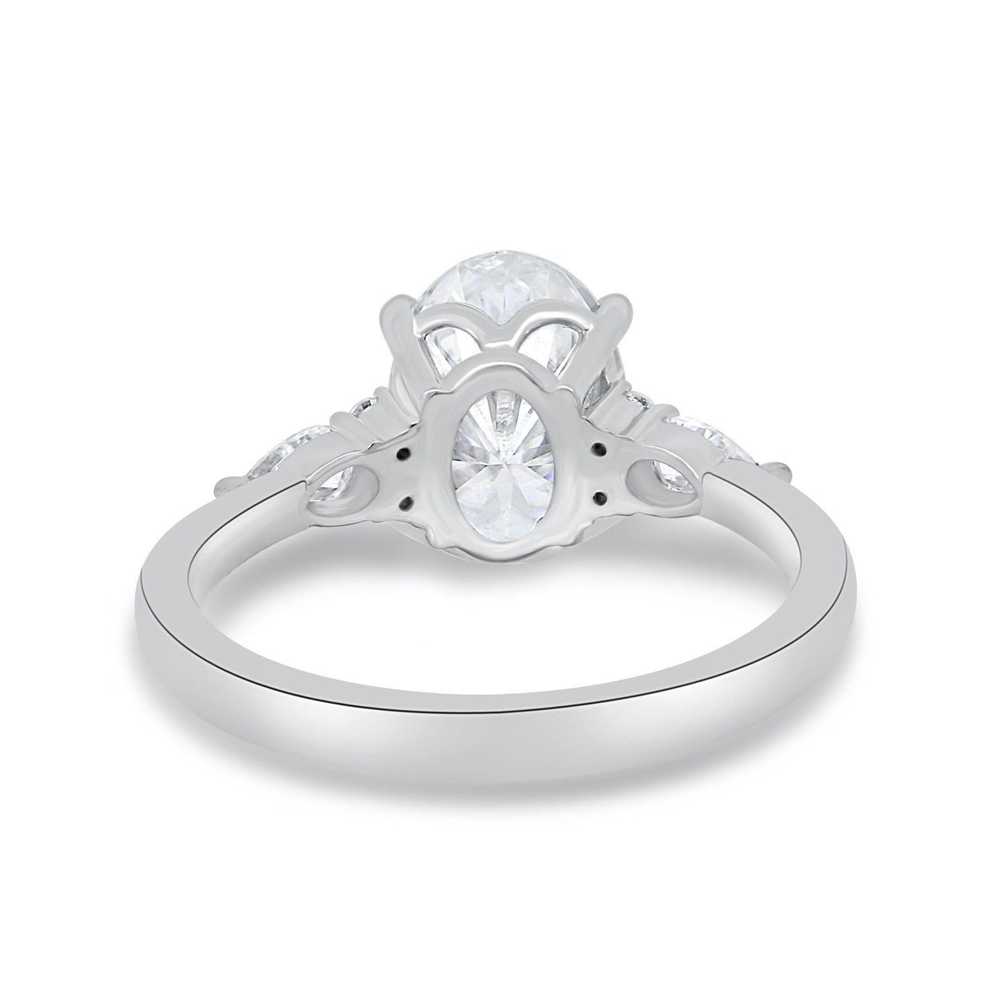 3.0CT Oval Cut Three Stone Moissanite Engagement Ring in 14K White Gold