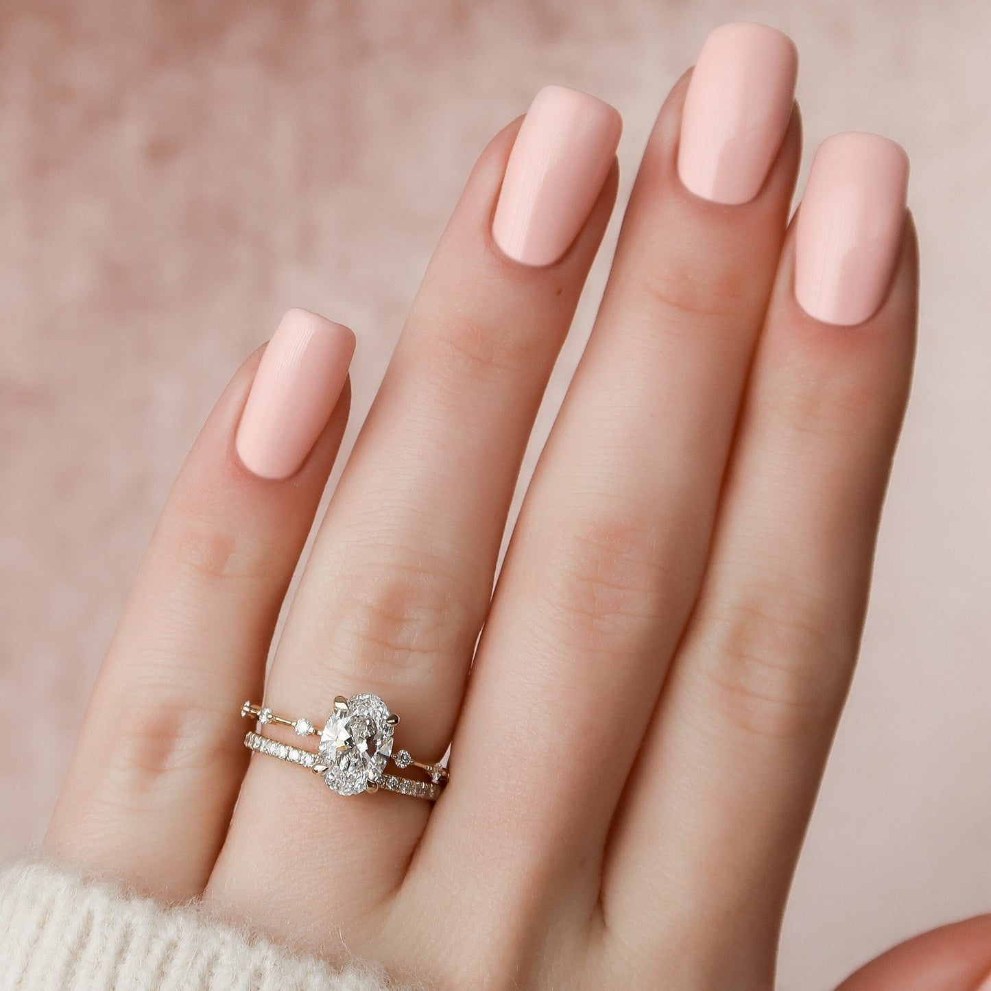 1.50CT Oval Cut Moissanite Halo Eternity Bridal Engagement Ring Set