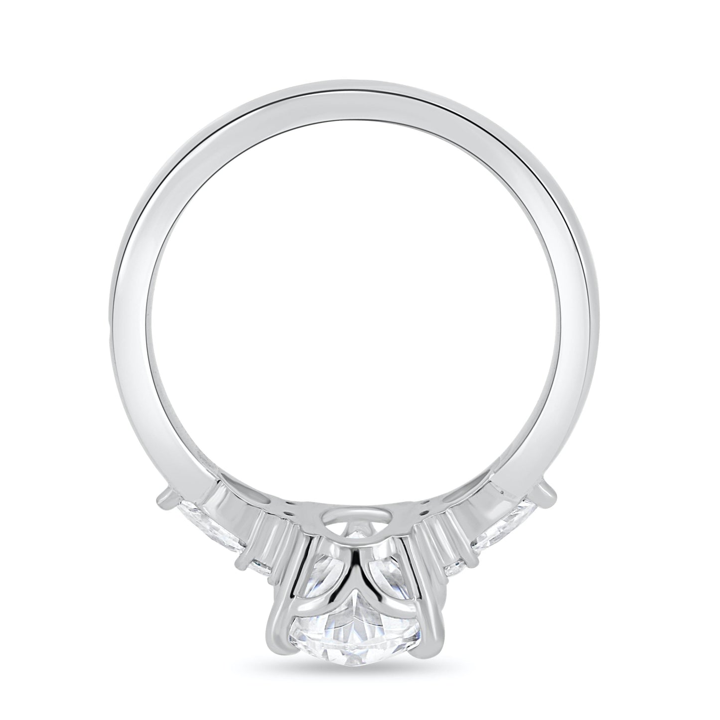 3.0CT Oval Cut Three Stone Moissanite Engagement Ring in 14K White Gold