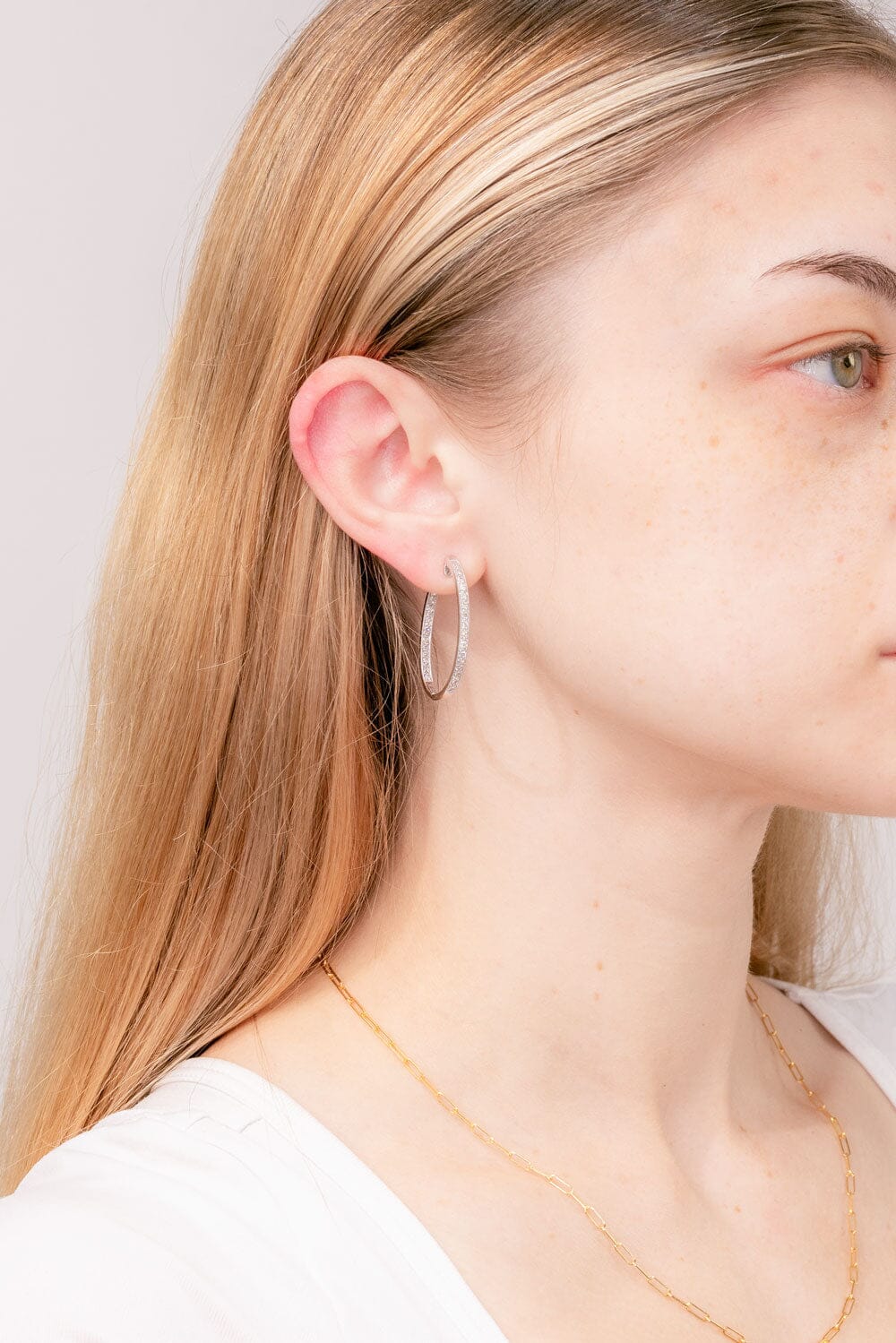 1.44 TCW Round Moissanite Pave Hoop Earrings