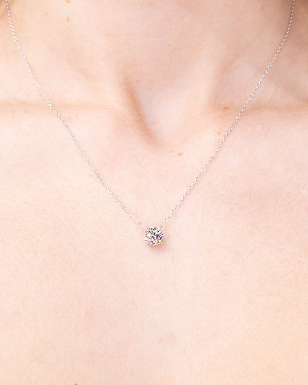0.5CT Round Moissanite Solitaire Necklace