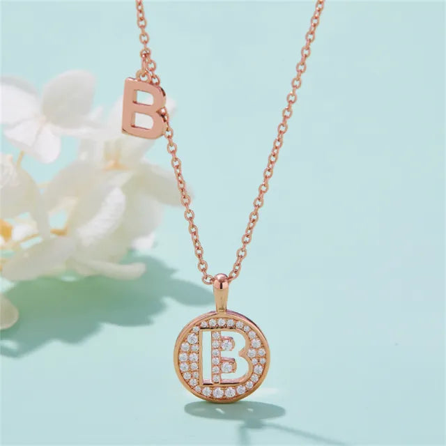 \ B \" Letter Moissanite Diamond Necklace for Women"