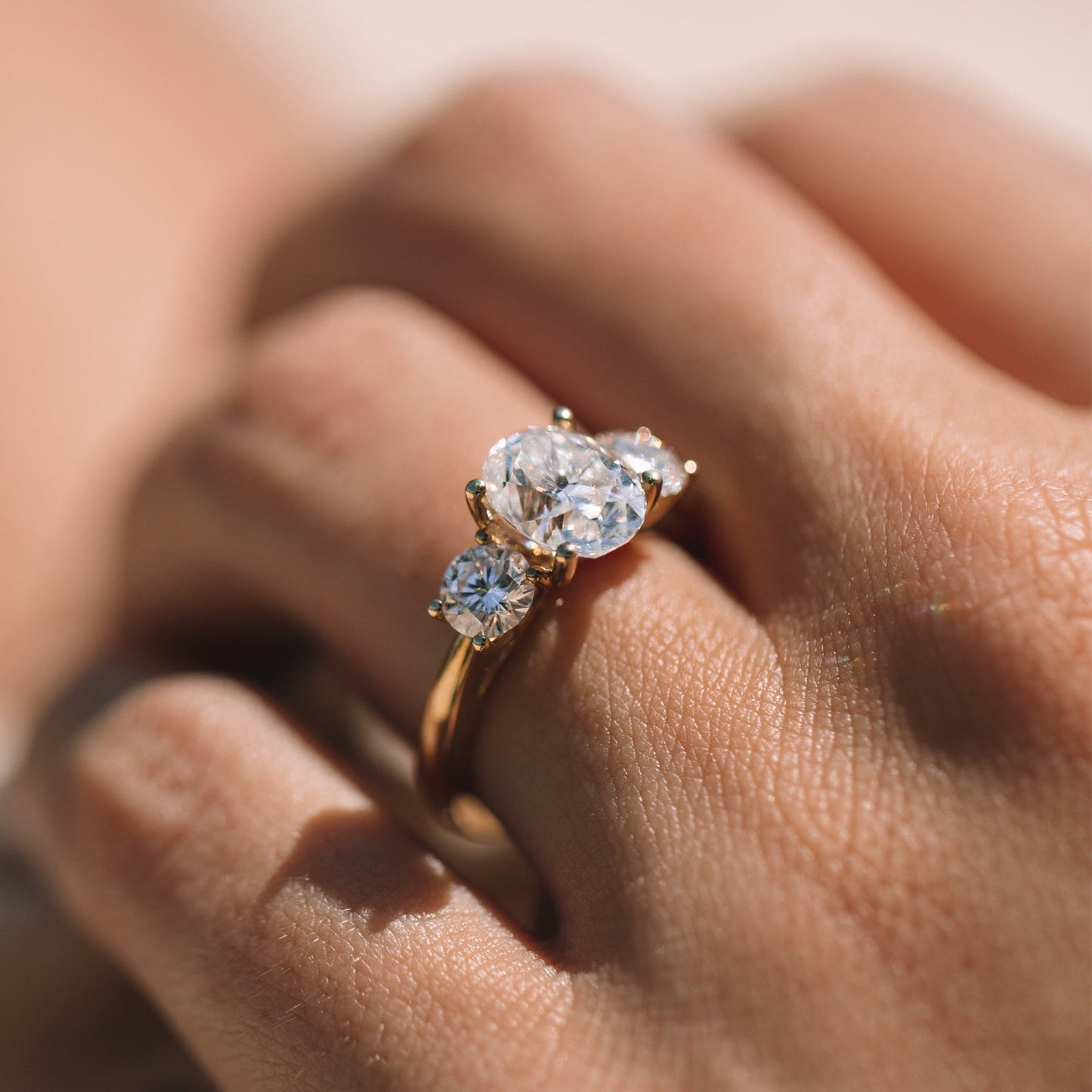 1.91CT Oval Cut Three Stone Moissanite Diamond Engagement Ring