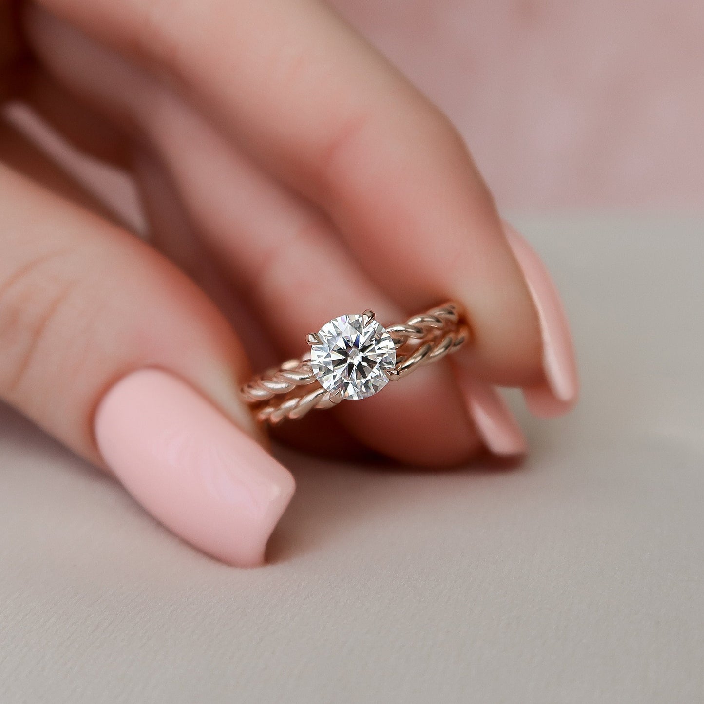 1.0CT Round Brilliant Cut Moissanite Solitare Bridal Engagement Ring Set