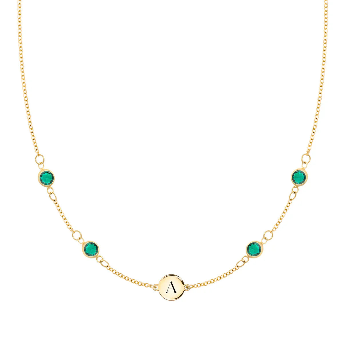1.0TCW Round Cut Customized Moissanite May Birthstone Necklace