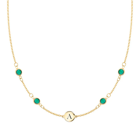 1.0TCW Round Cut Customized Moissanite May Birthstone Necklace