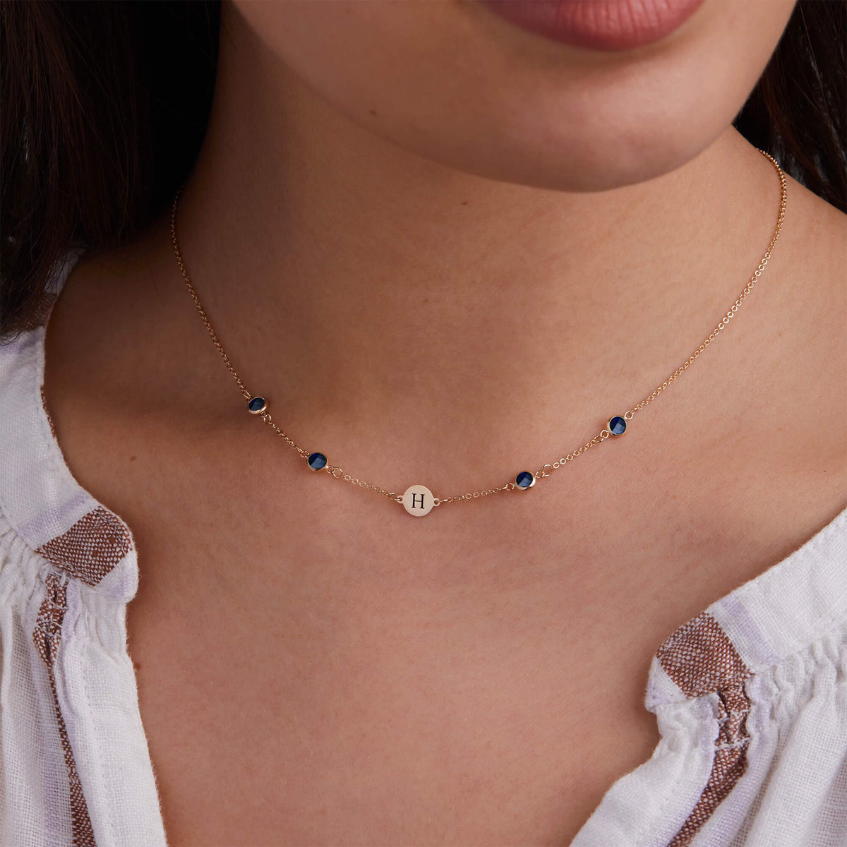 1.0TCW Round Cut Customized Moissanite September Birthstone Necklace