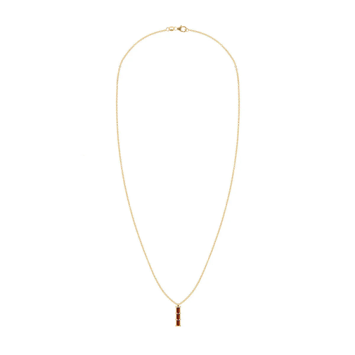 0.50 TCW Baguette Cut Red Garnet Moissanite Necklace-January Birthstone