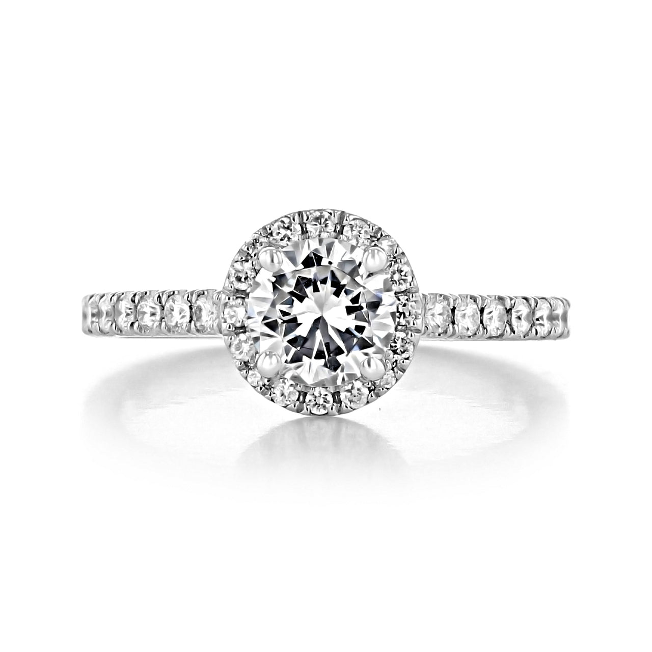 1.0 ct Round cut Halo micro prong Moissanite solitaire Engagement Ring