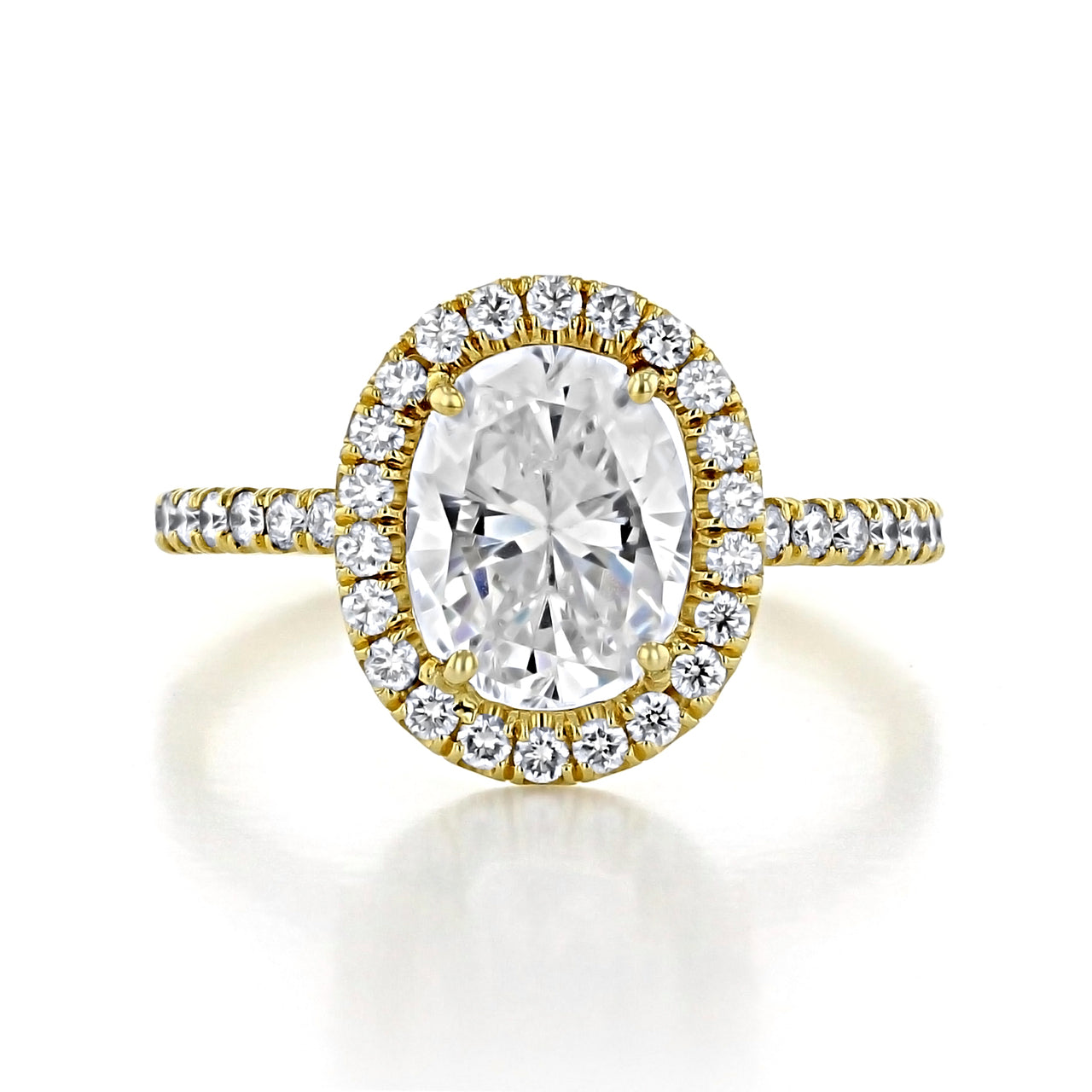 1.33 ct  Oval  cut  Halo  4 prong  Moissanite solitaire  Engagement Ring