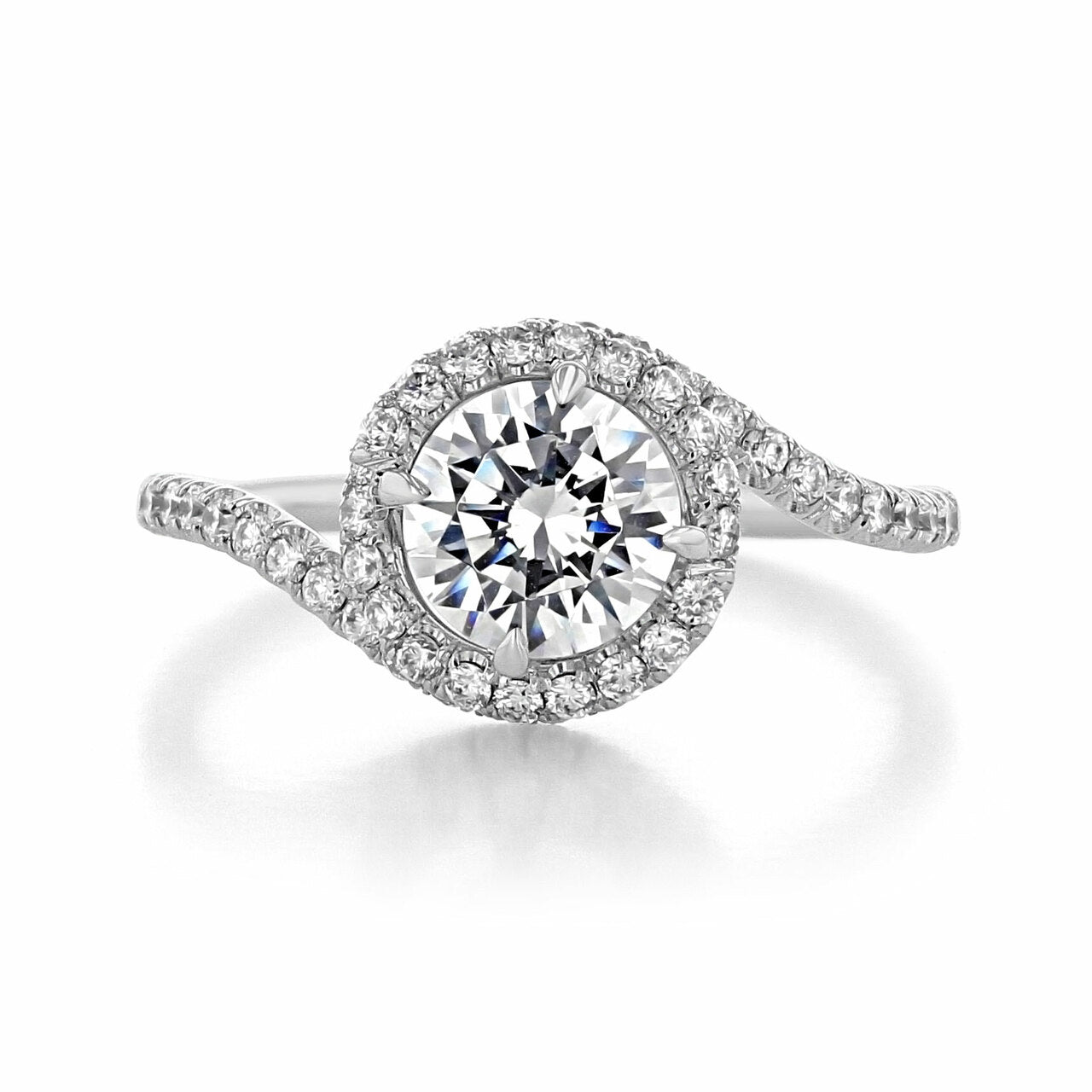 1.0 ct Round cut Halo Unique Moissanite Engagement Ring