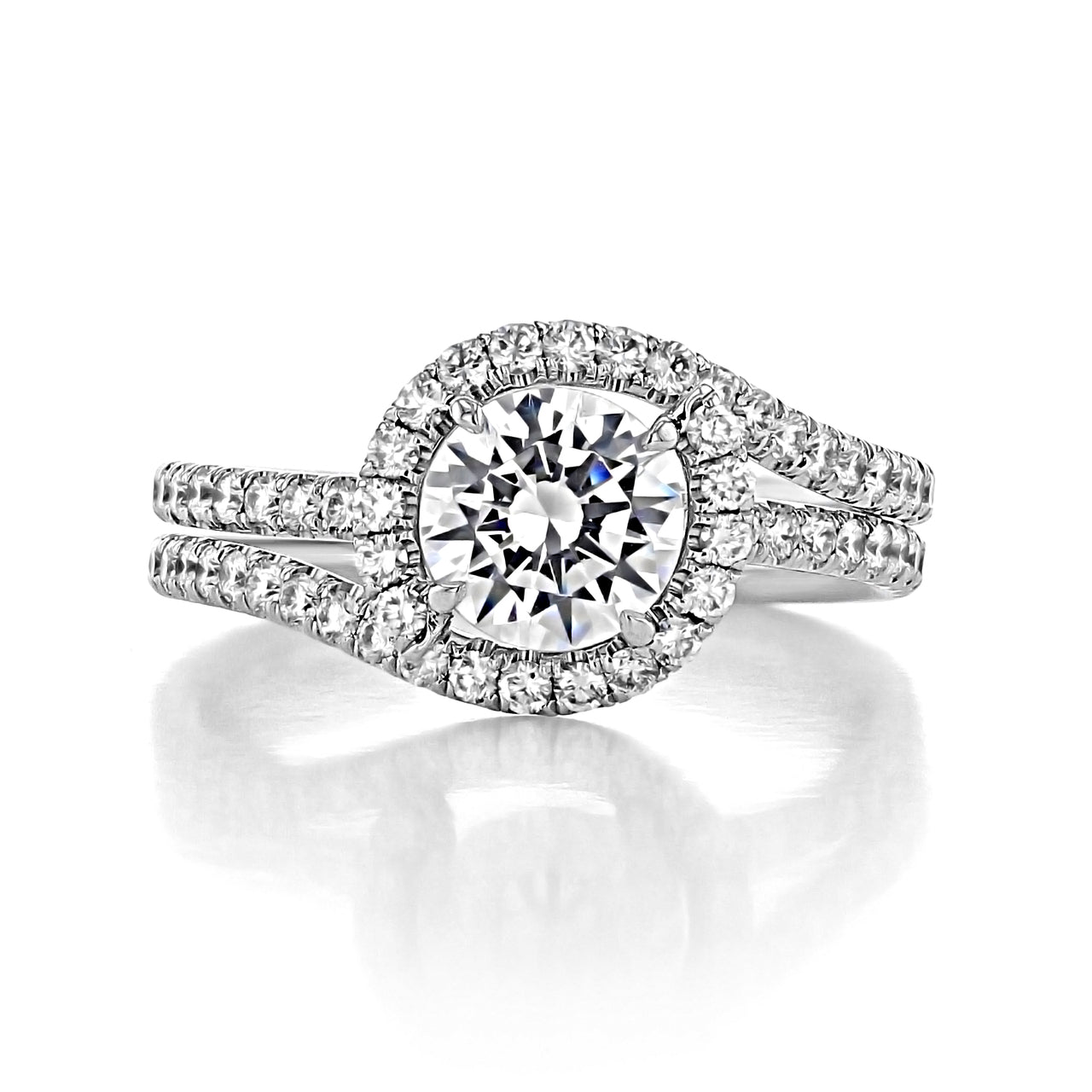 1.0 ct Round cut Halo Moissanite Engagement Ring