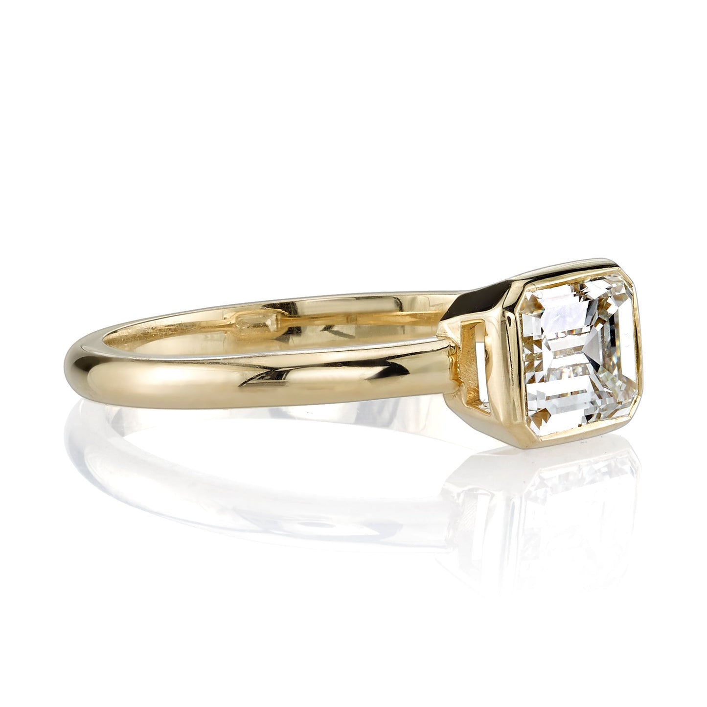 1.28ct Emerald Cut Bezel Moissanite East West Solitaire Diamond Engagement Ring