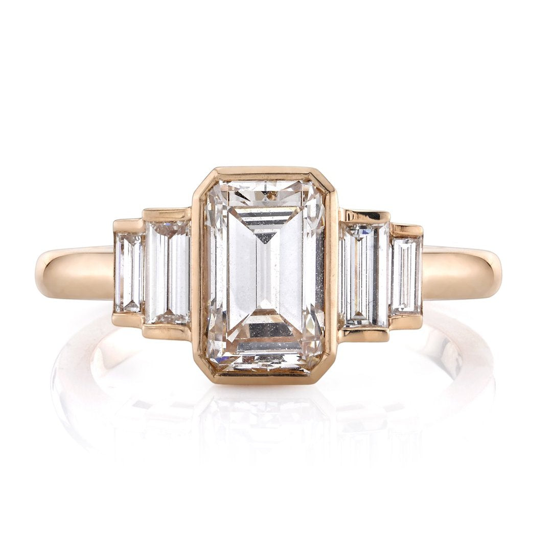 0.92ct Emerald Cut Moissanite Diamond 5 Stone Engagement Ring