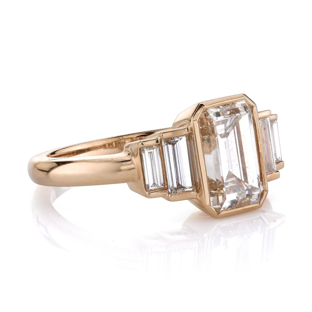 0.92ct Emerald Cut Moissanite Diamond 5 Stone Engagement Ring