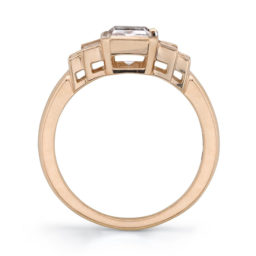 0.92ct Emerald Cut Moissanite Diamond 5 Stone Engagement Ring