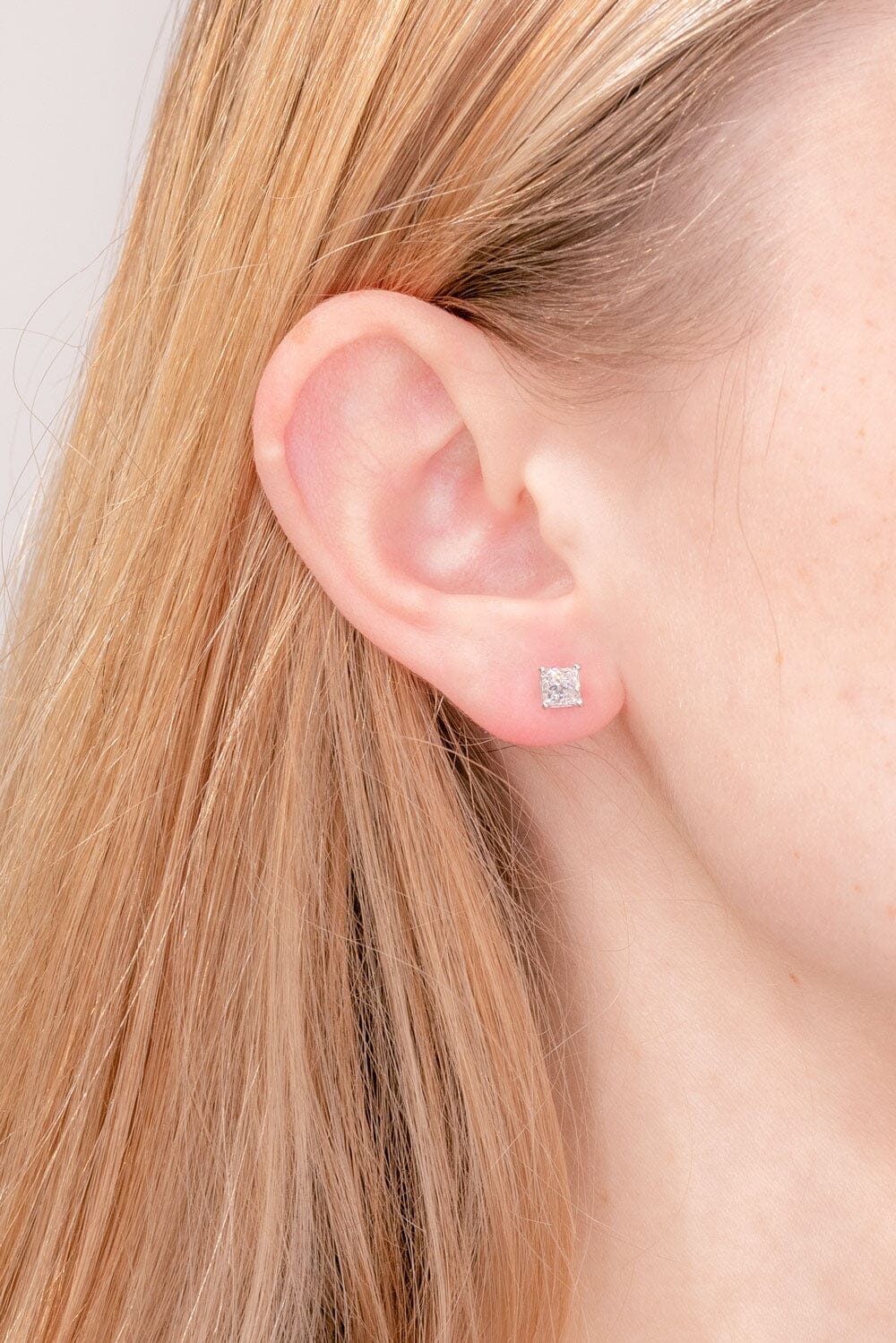 1.0 TCW Princess Moissanite Solitaire Stud Earrings