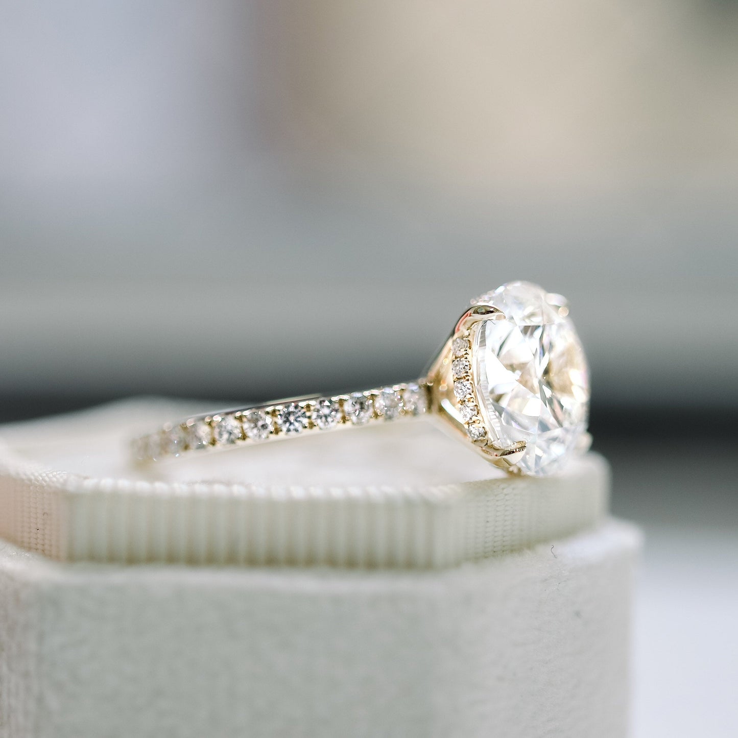 1.50CT Round Brilliant Cut Moissanite Pave Diamond Engagement Ring
