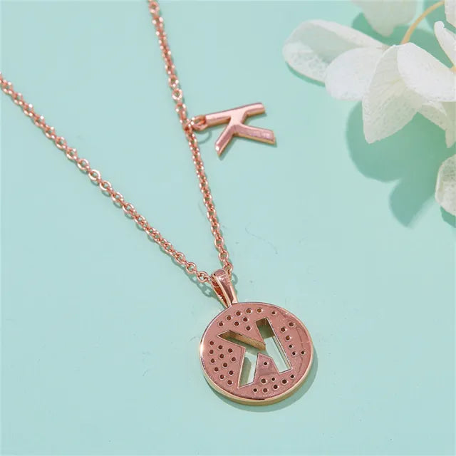 \ K \" Letter Moissanite Diamond Necklace for Women"