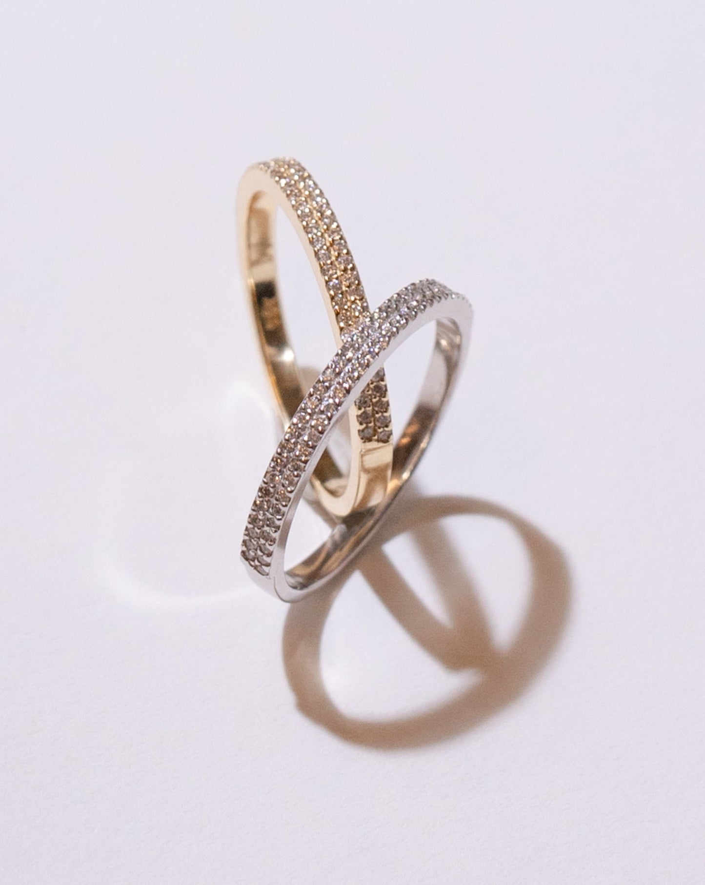 Round Cut Double Row Pave Stackable Diamond Wedding Band