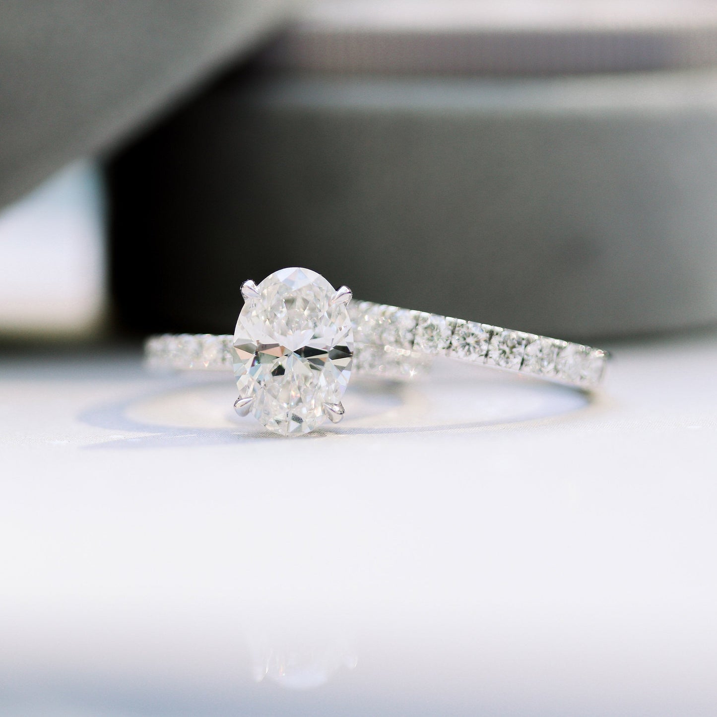 2.25CT Oval Cut Moissanite Pave Diamond Engagement Ring