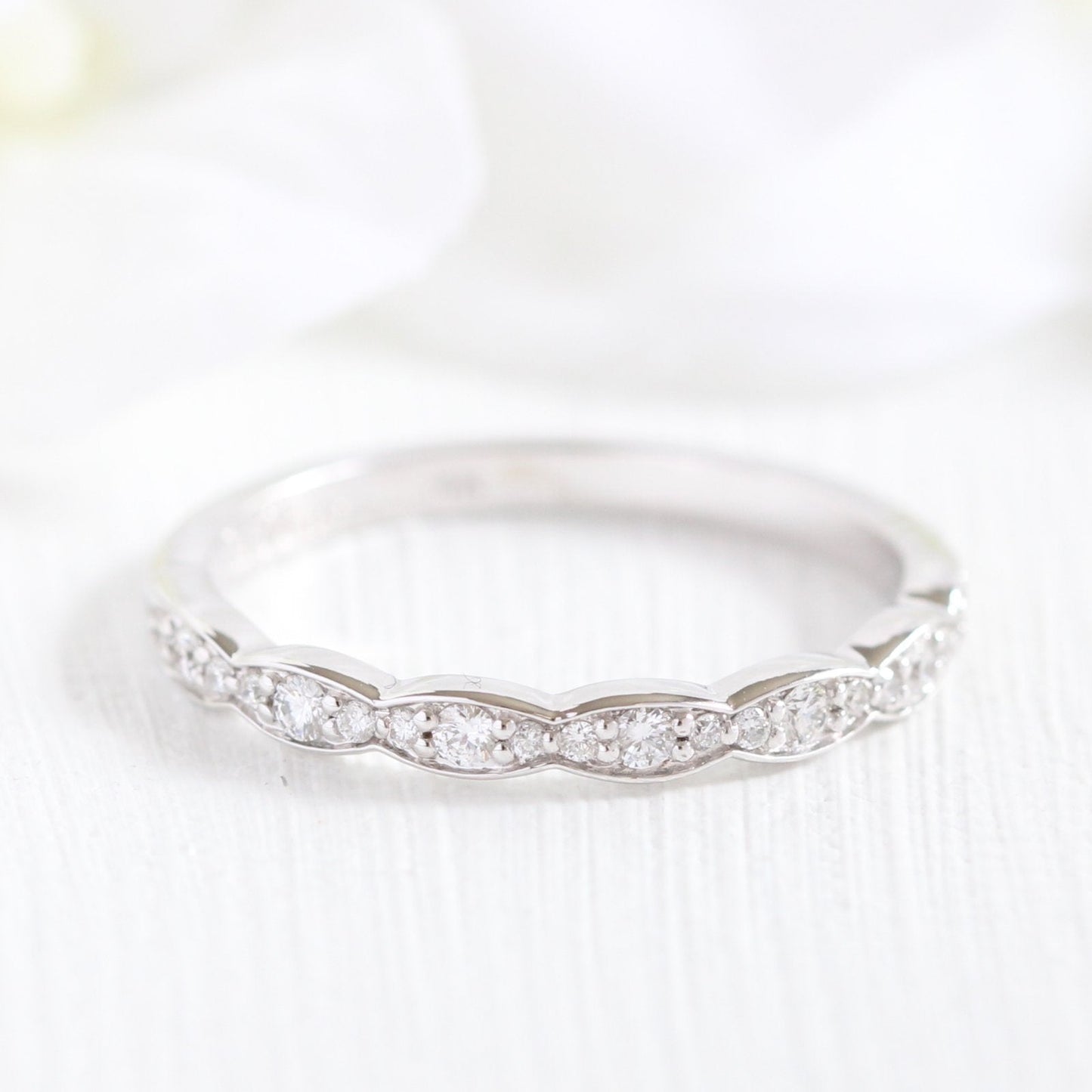 Cushion Cut Moissanite Ring With Diamond Band