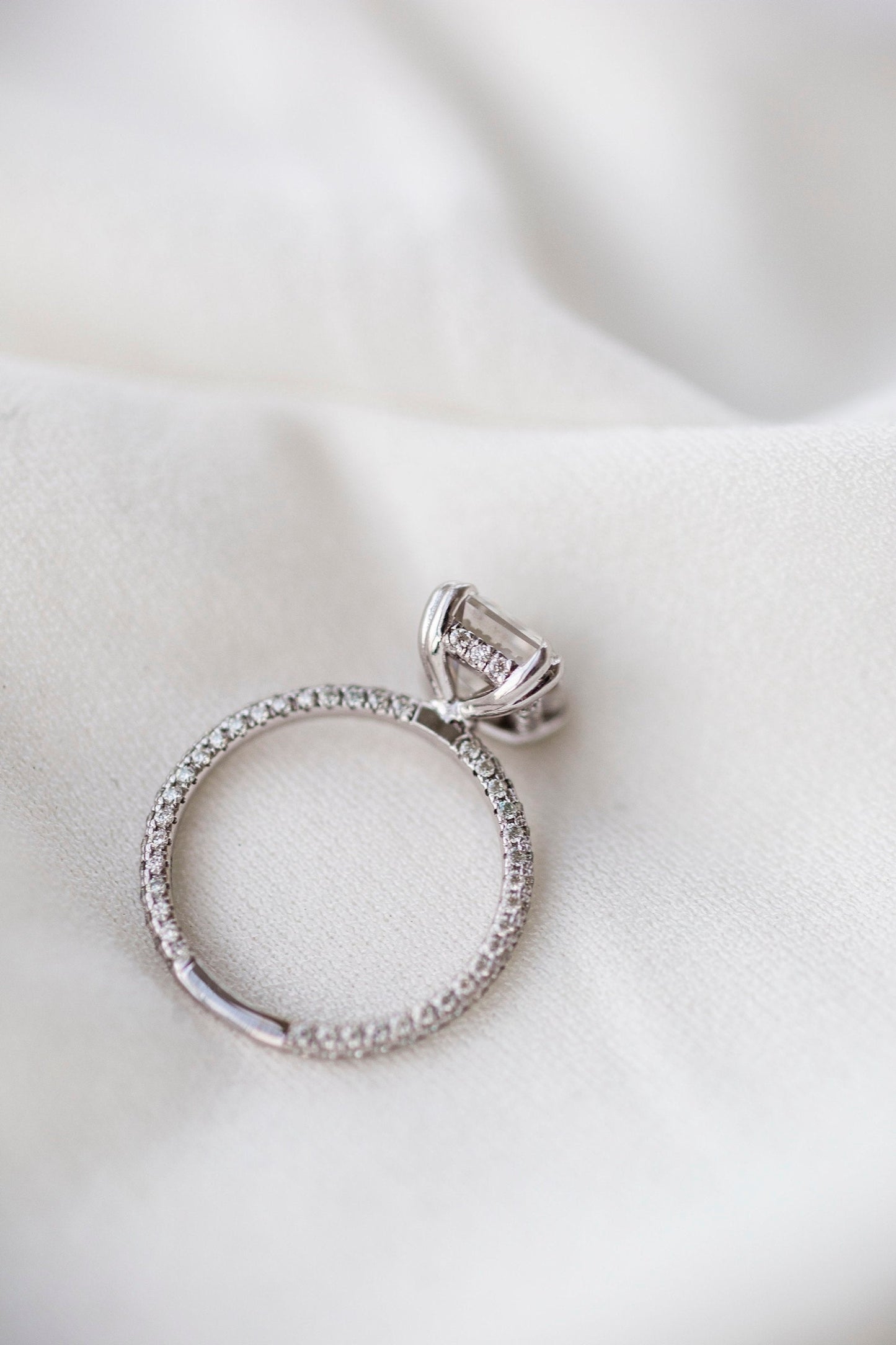 2.30CT Ascher Cut Hidden Halo Moissanite Diamond Engagement Ring