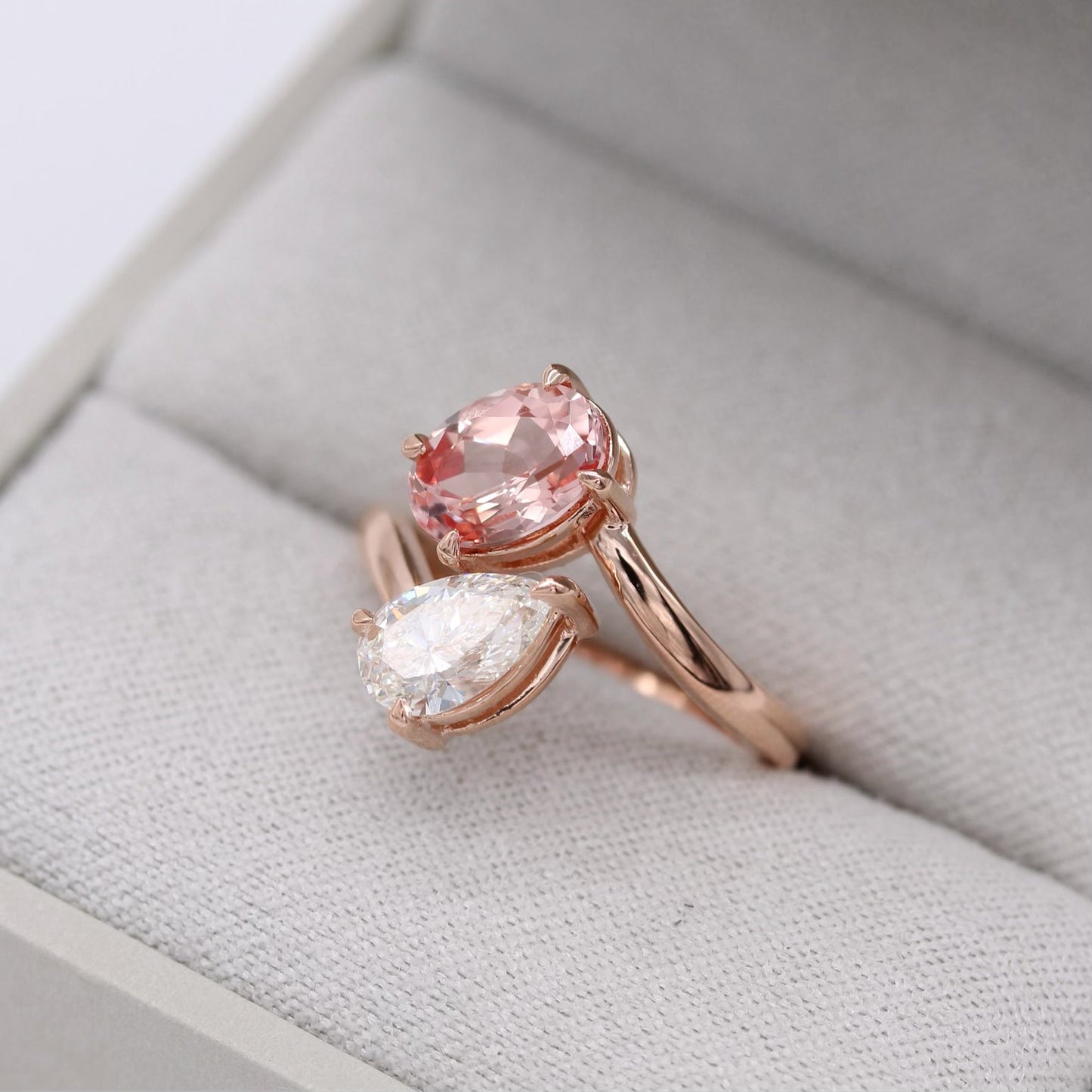 1.77ct Pear And Oval Cut Two Stone Moissanite Diamond Engagement Ring