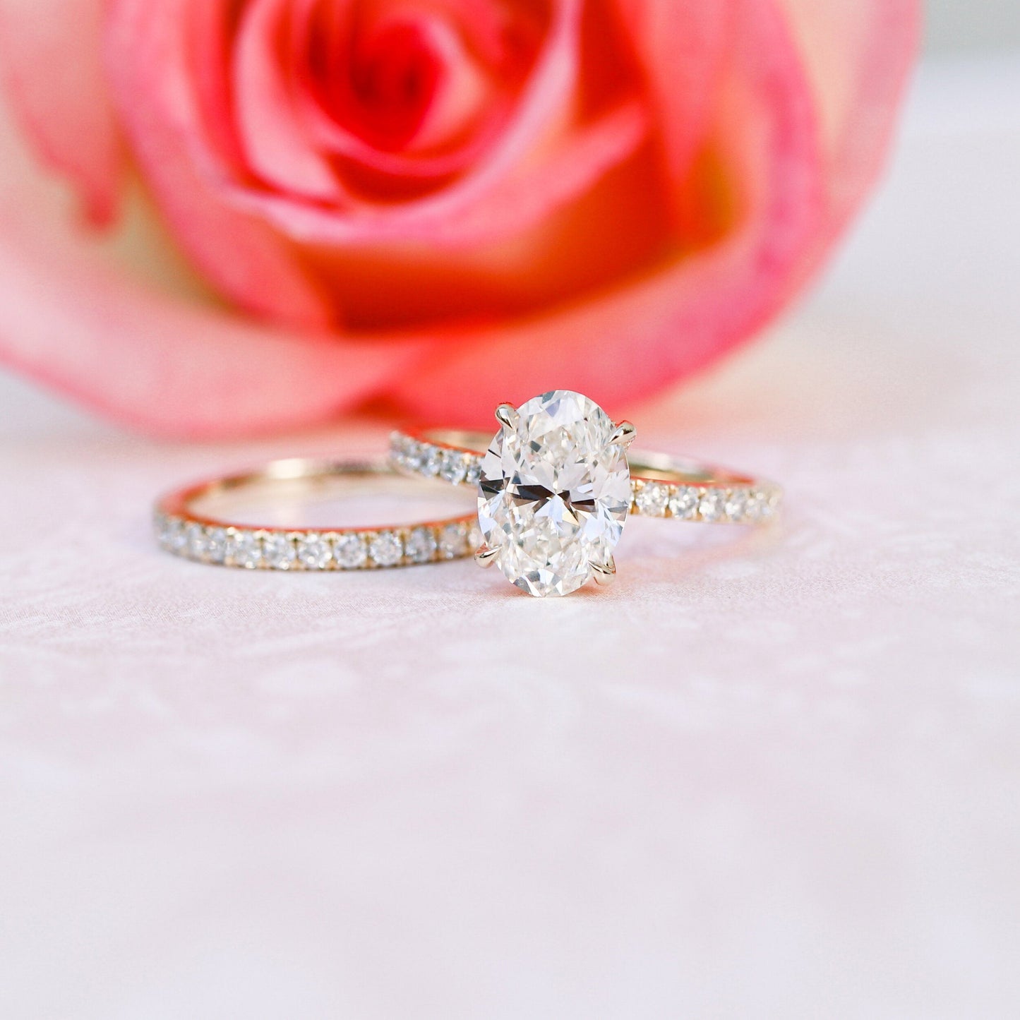 2.25CT Oval Cut Moissanite Pave Diamond Engagement Ring