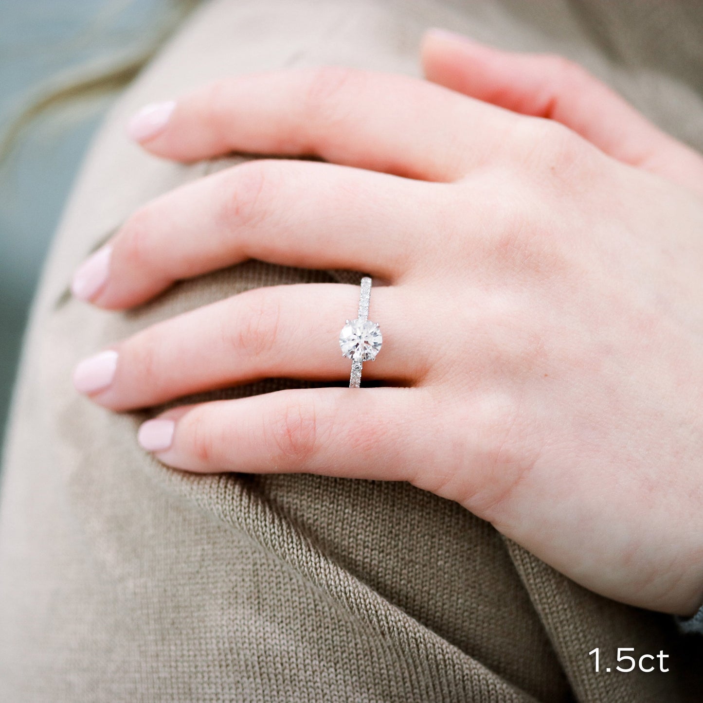1.50CT Round Brilliant Cut Moissanite Pave Diamond Engagement Ring