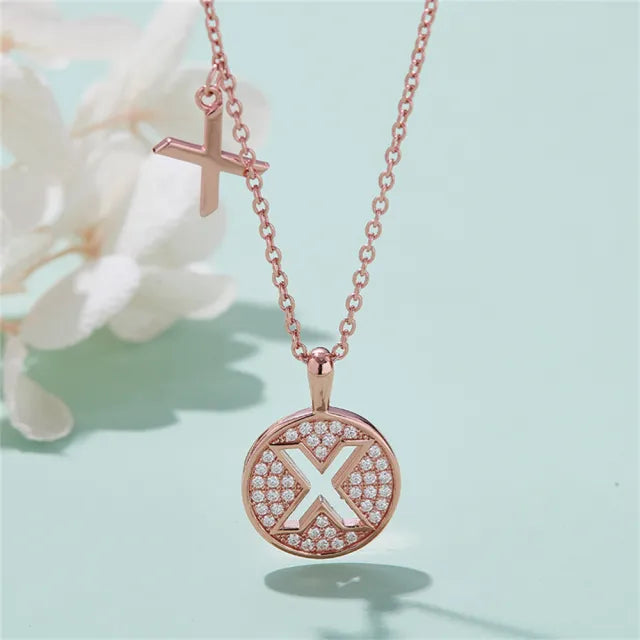 \ X \" Letter Moissanite Diamond Necklace for Her"