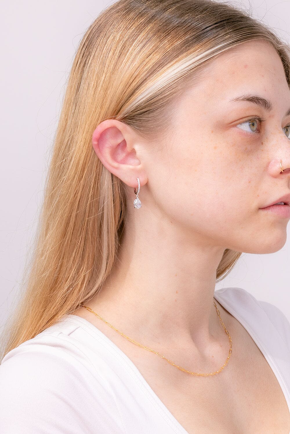 2.0 TCW Pear Moissanite Drop Hoops Earrings